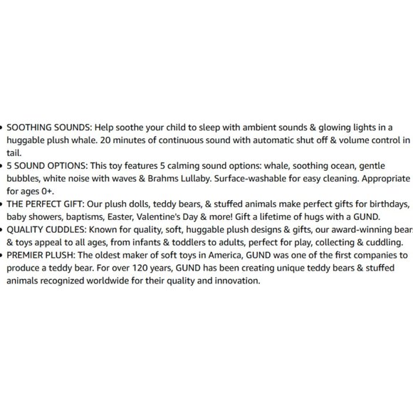 NEW GUND Sleepy Seas Sound & Lights Whale, 7 in - Picture 11 of 11